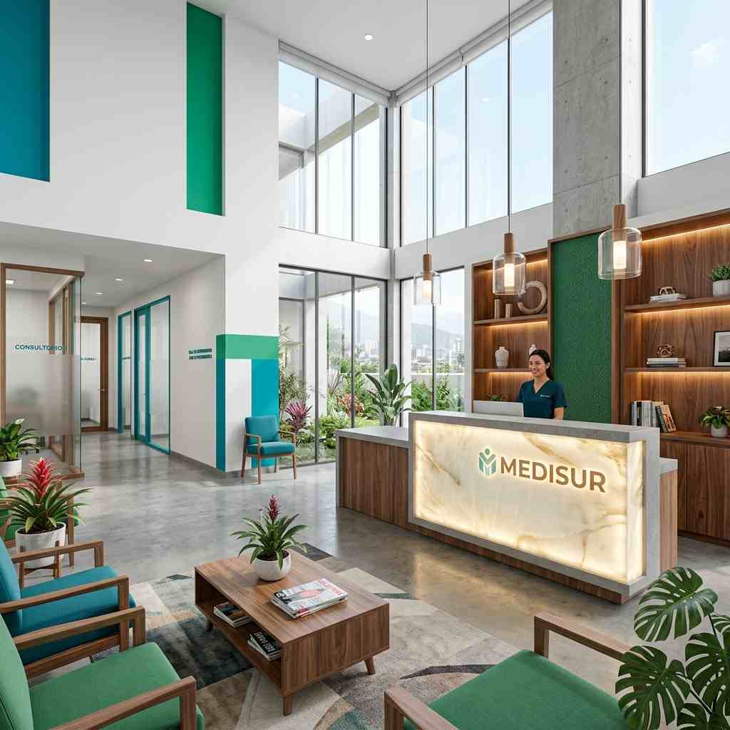 Diseño interior de clínica moderna en Perú