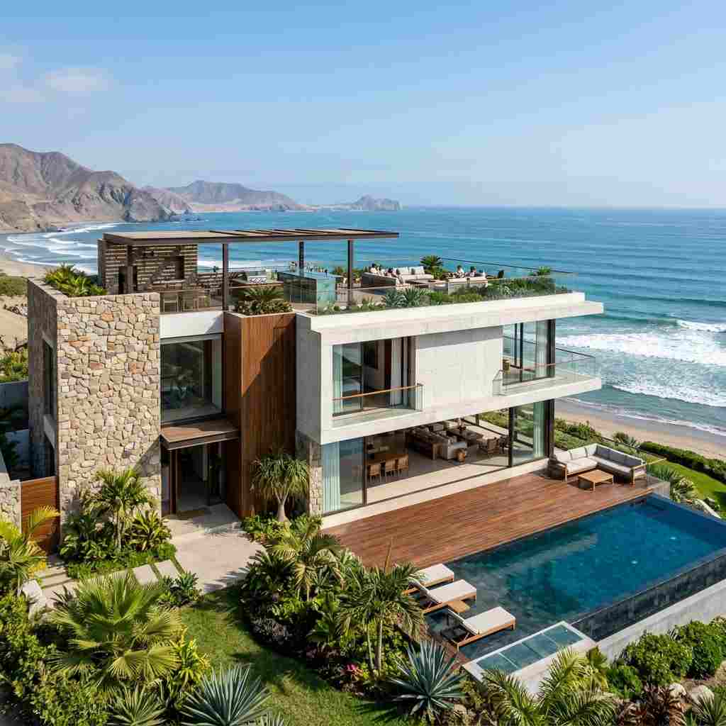 Casa de playa moderna con vista al océano Pacífico